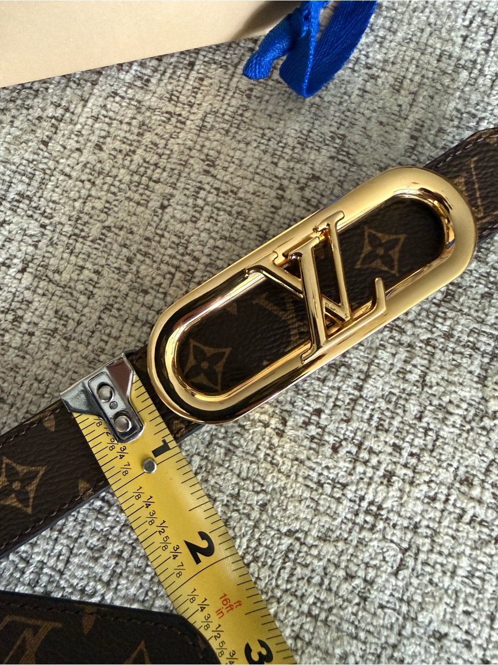 Louis Vuitton Monogram Belt with Gold LV Buckle - Brown - Picture 12 of 13